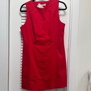 Commense Vibrant Red Button-Down Mini Dress